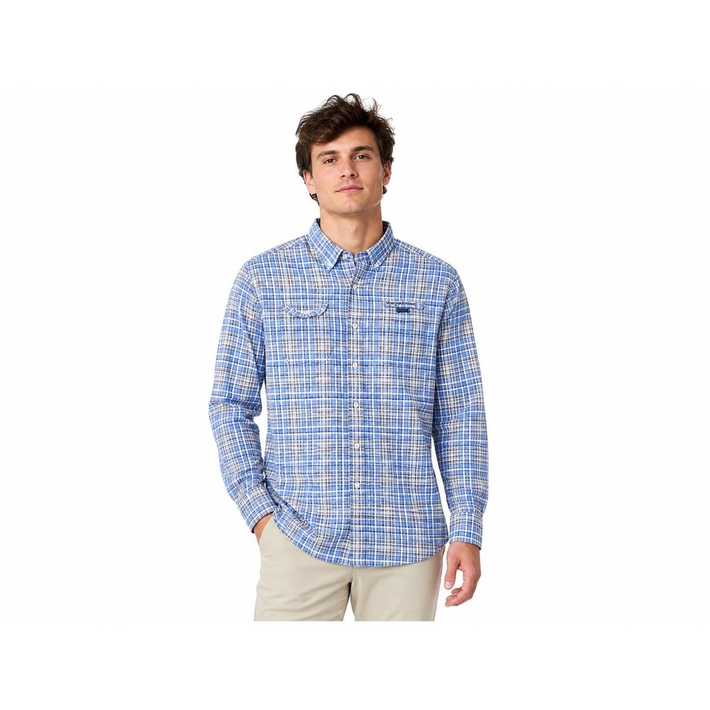 Vineyard Vines Harbor Shirt Men's Large Blue Plaid Performance Vented Fishing - Picture 2 of 6